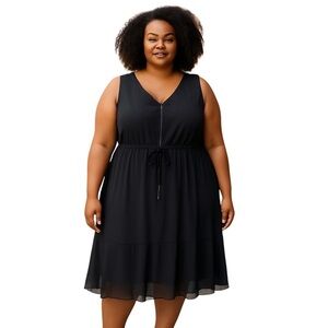 Sejour Plus Size Black Sleeveless Dress